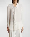 Khaite Luka Button-front Top With Ruffle Detail In Cream