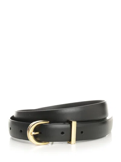 Khaite Buckle Leather Belt In Black