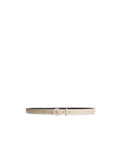 Khaite Luna Belt In Dark Ivory Leather With Silver In Neutral