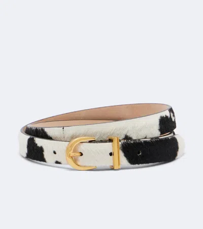 Khaite Luna Cow-print Calf Hair Belt In Multicoloured