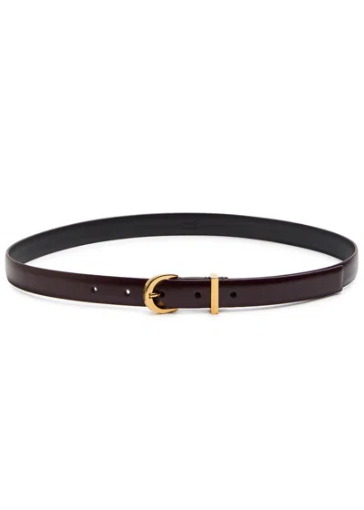 Khaite Luna Leather Belt In Burgundy