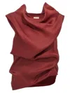 Khaite Luola Draped Silk-gazar Blouse In Oxblood