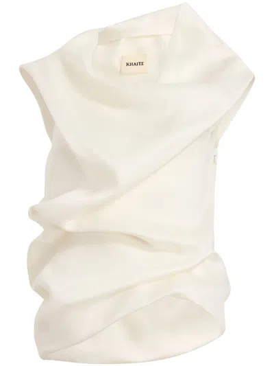Khaite Pleated Top In Chalk Color