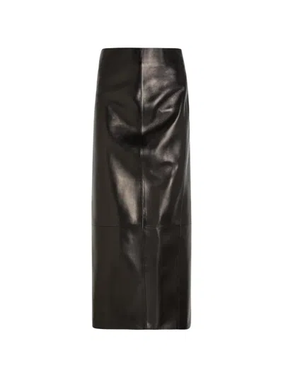 Khaite Lyle High-waisted Leather Maxi Skirt In Black