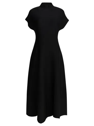 Khaite "lyra" Midi Dress In Black