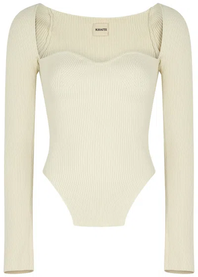 Khaite Maddy Ribbed-knit Sweater In White