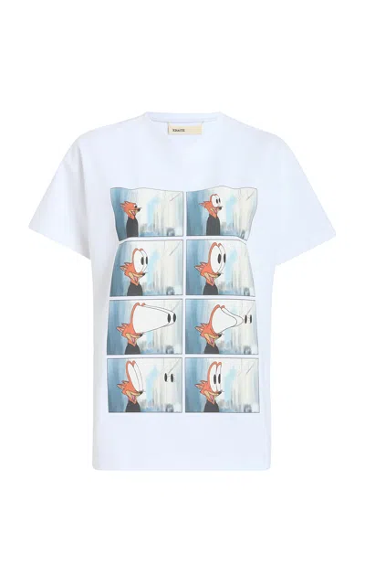 Khaite Maeve Printed Cotton-nylon Jersey T-shirt In Print