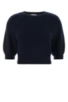 Khaite Lorelai Short Wool And Cashmere Blend Sweater In Blue