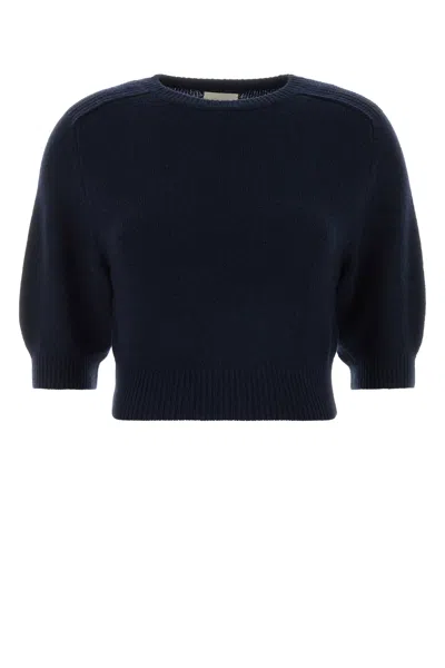 Khaite Navy Blue Wool Blend Lorelai Sweater