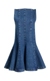 Khaite Mags Denim Mini Dress In Medium Wash