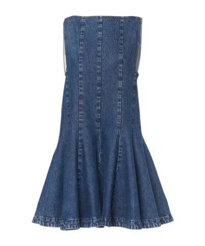 Khaite Mags Denim Minidress In Blue