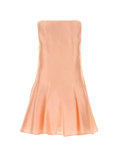 Khaite Mags Paneled Satin-twill Mini Dress In Orange