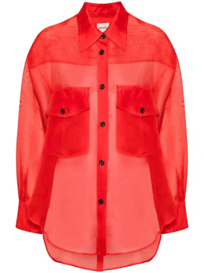 Khaite Mahmet Silk Shirt In 554 Fire Red
