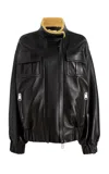 Khaite Malone Plonge Leather Bomber Jacket In Black