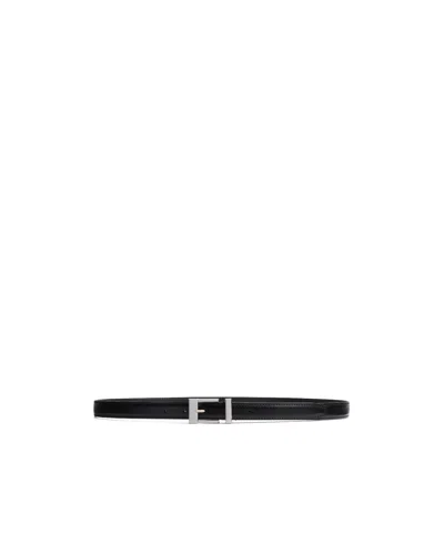Khaite Manhattan Belt In Black Leather With Silver