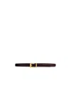 Khaite Manhattan Belt In Bordeaux Leather With Gold In Black