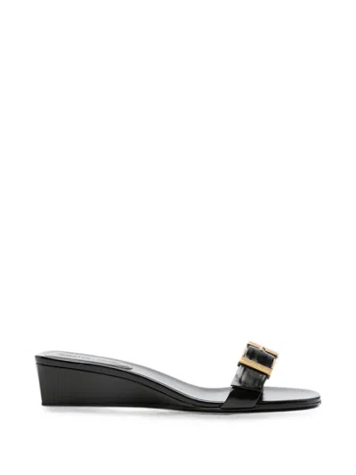 Khaite Manhattan Buckle-detail Wedge Sandals In Animal Print