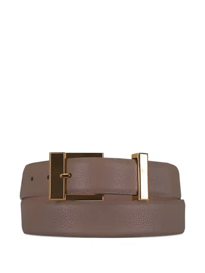 Khaite Manhattan Gold-tone Buckle Belt In White