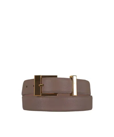 Khaite Manhattan Gold-tone Buckle Belt In Brown