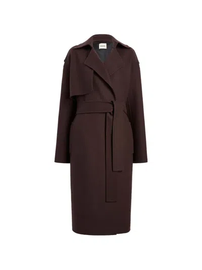 Khaite Manston Belted Wool Coat In Brown