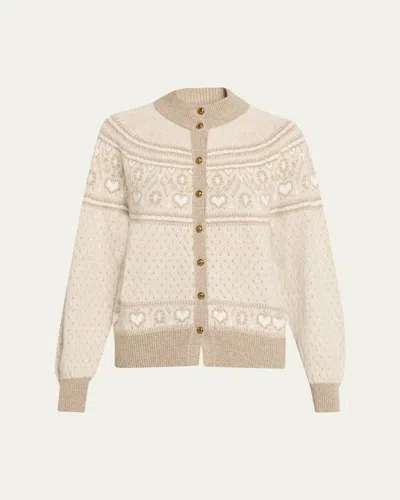 Khaite Marc Cashmere Fair Isle Cardigan In Brown