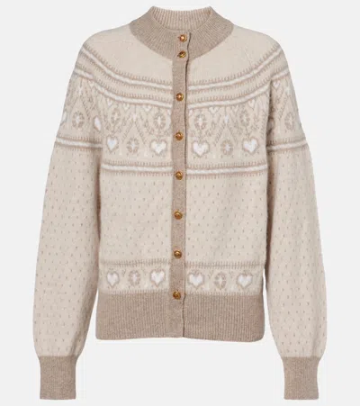 Khaite Marc Fair Isle Cashmere Cardigan In Blue