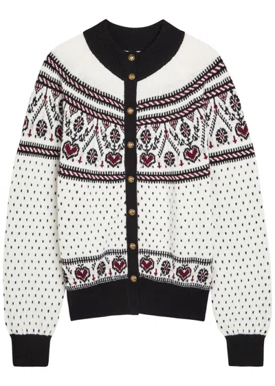 Khaite Marc Fair Isle Cashmere Cardigan In White