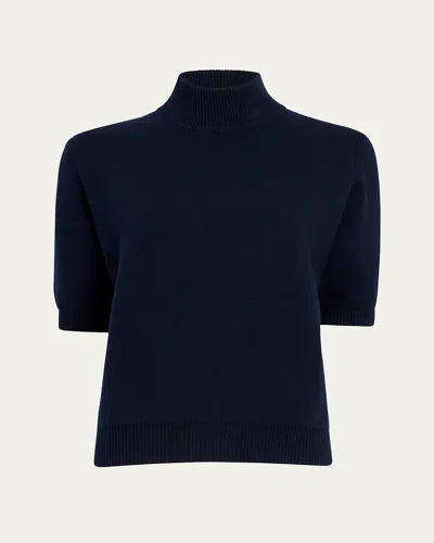 Khaite Marco High-neck Wool Top In Midnight Navy