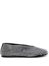 Khaite Marcy Crystal-embellished Satin Ballet Flats In Black