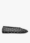 Khaite Marcy Crystal-embellished Mesh Ballet Flats In Black