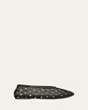 Khaite Marcy Crystal-embellished Mesh Ballet Flats In Black