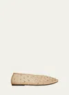 Khaite Marcy Crystal-embellished Mesh Flats In Nude
