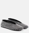 Khaite Marcy Crystal-embellished Satin Ballet Flats In Black