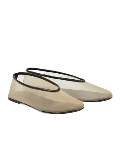 Khaite Marcy Leather-trimmed Mesh Ballet Flats In Multi