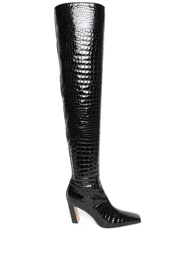 Khaite Marfa 85mm Leather Boots In Black