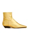Khaite Marfa Metallic Leather Ankle Boots In Yellow
