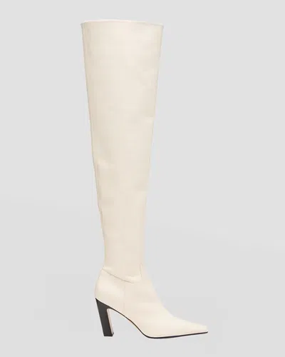 Khaite Marfa Calfskin Over-the-knee Boots In Neutral