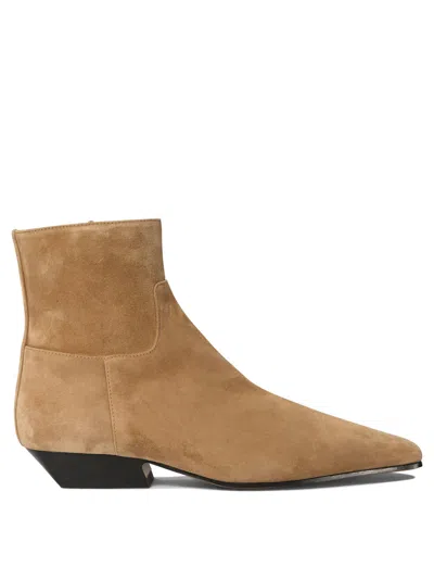 Khaite Women's "marfa Flat" Ankle Boots In Beige