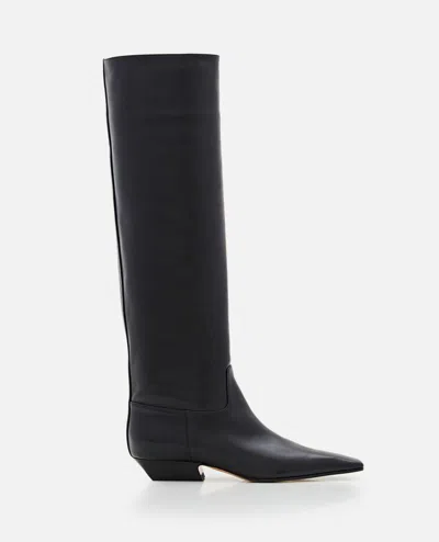 Khaite Marfa Leather Knee Western Boots In Black
