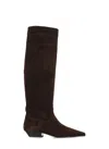 Khaite Marfa Classic Flat Knee High Boot In Brown