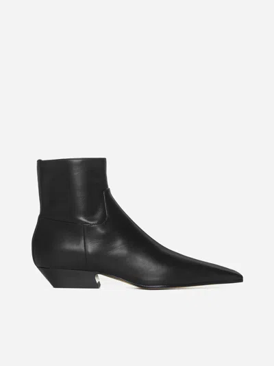 Khaite Marfa Leather Ankle Boots In Black