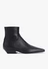 Khaite The Marfa Leather Ankle Boots In Black