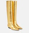 Khaite Marfa Metallic Leather Knee-highboots In Gold