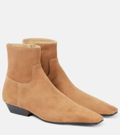 Khaite Marfa Suede Ankle Boots In Camel