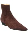 Khaite Marfa Suede Western Ankle Boots In Brown