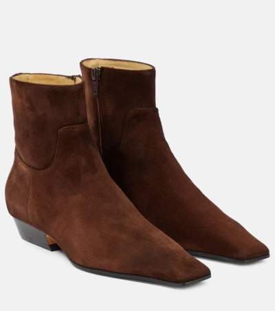 Khaite Marfa Suede Chelsea Boots In Brown