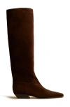 Khaite Marfa Classic Flat Knee High Boot In Coffee