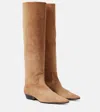 Khaite Marfa Suede Western Knee Boots In Beige