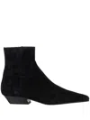 Khaite 25mm Marfa Suede Ankle Boots In Black