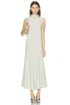 Khaite Margo Mockneck Merino-wool Maxi Dress In Neutral
